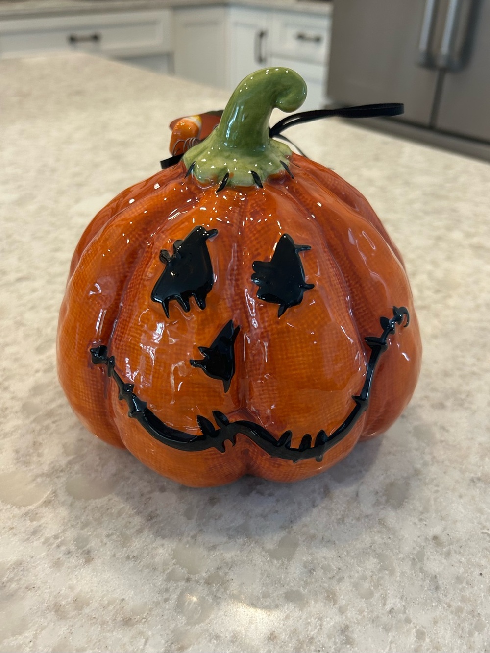 “New” Blue Sky Clayworks Glazed Ceramic Jack-O'-Lantern Pumpkin - Orange